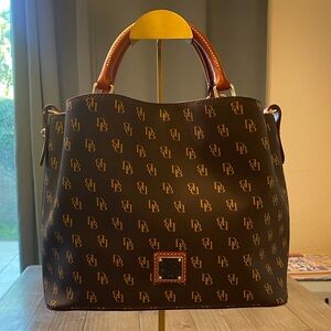 Dooney & Bourke Chocolate Brown “Barlow” Handbag in signature print. (OBO)